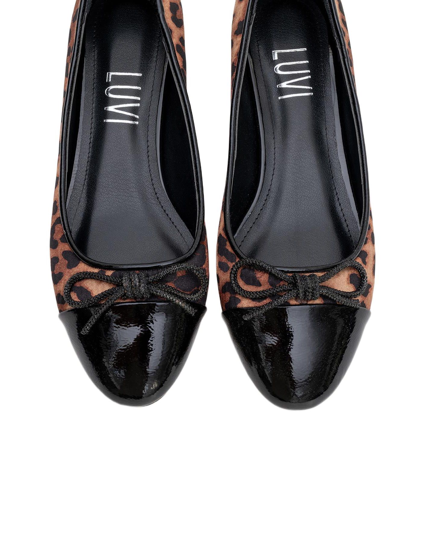 Женские балетки Prologue Shoes Julien с бантом на устойчивом каблуке, цвет: Леопардовый — фото 2