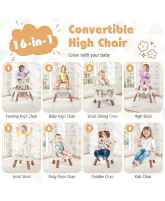 Baby 16-in-1 High Chair with 360-Degree Activity Center and Booster Seat