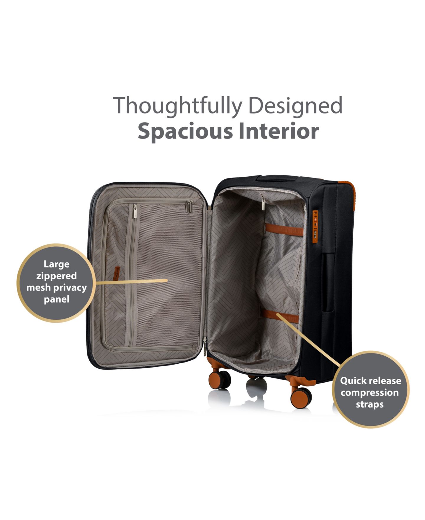 Чемоданы CHAMPS Classic 3 Piece Softside Luggage Set, цвет: Чёрный — фото 4