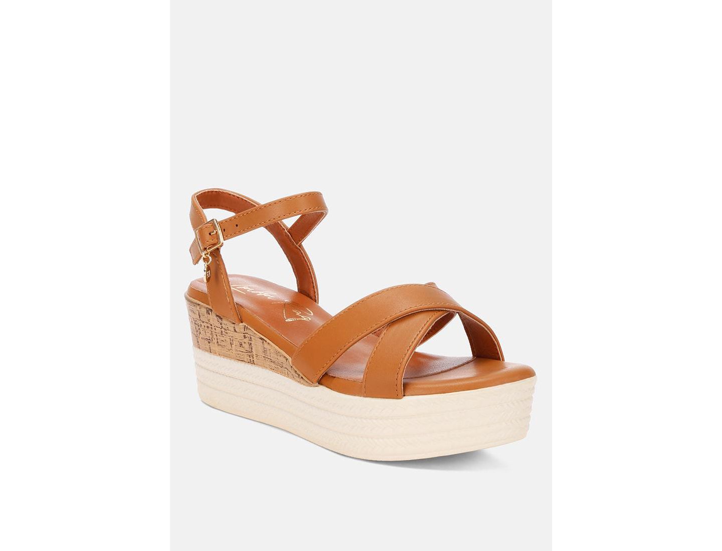 Женские туфли London Rag Zinny Buckle Strap Contrast Heel Wedges — фото 1