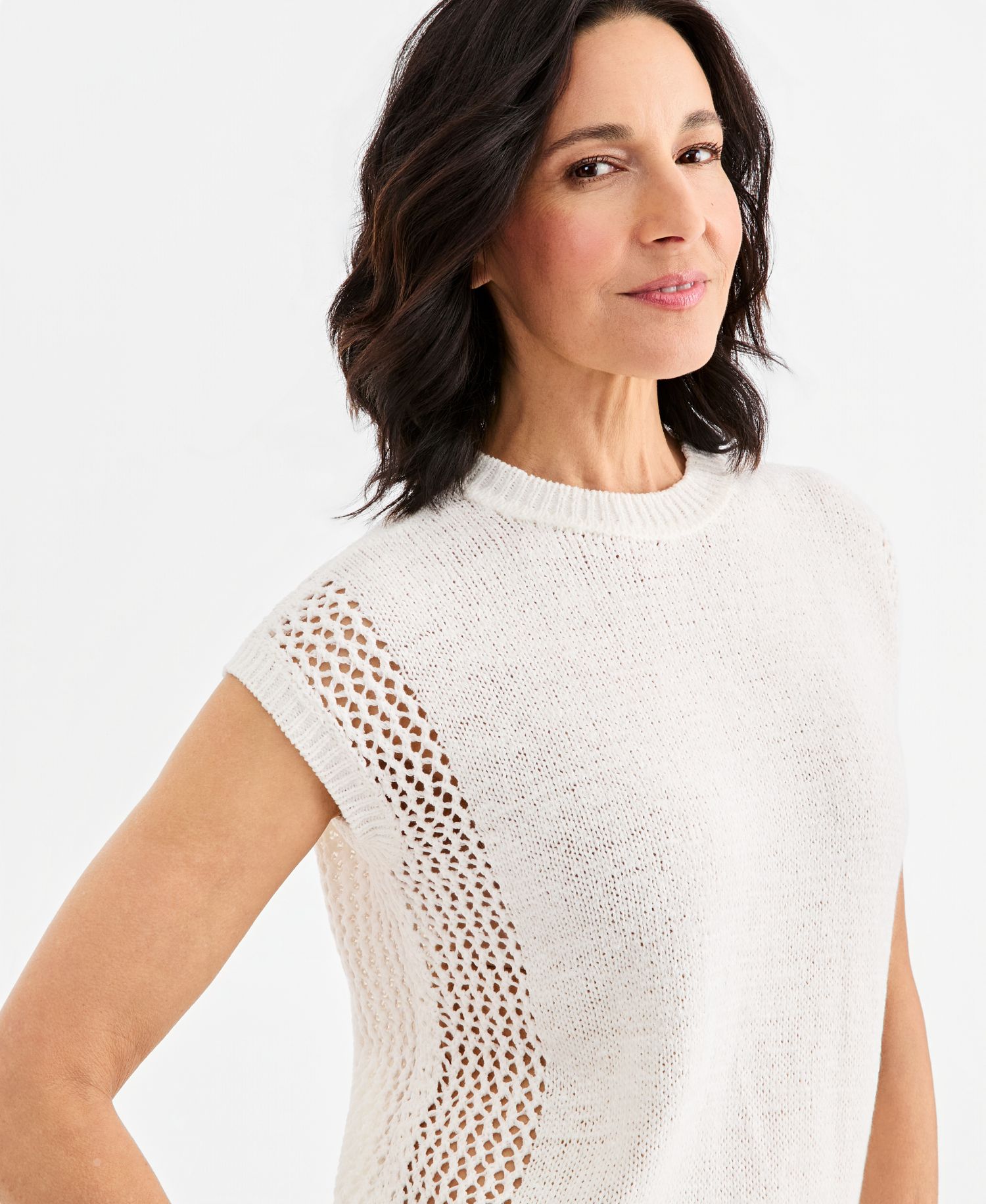 Women's Mixed-Stitch Dolman-Sleeve Sweater