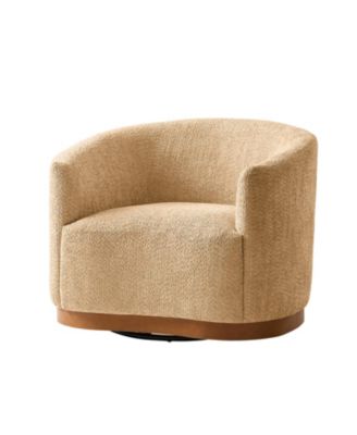 Berklie 31.5"W Modern Boucle Chenille Swivel Barrel Armchair with Ergonomic Backrest