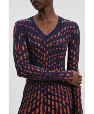 Women's Zebra Jacquard Knit Midi Dress