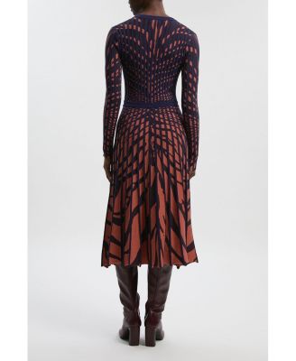 Women's Zebra Jacquard Knit Midi Dress