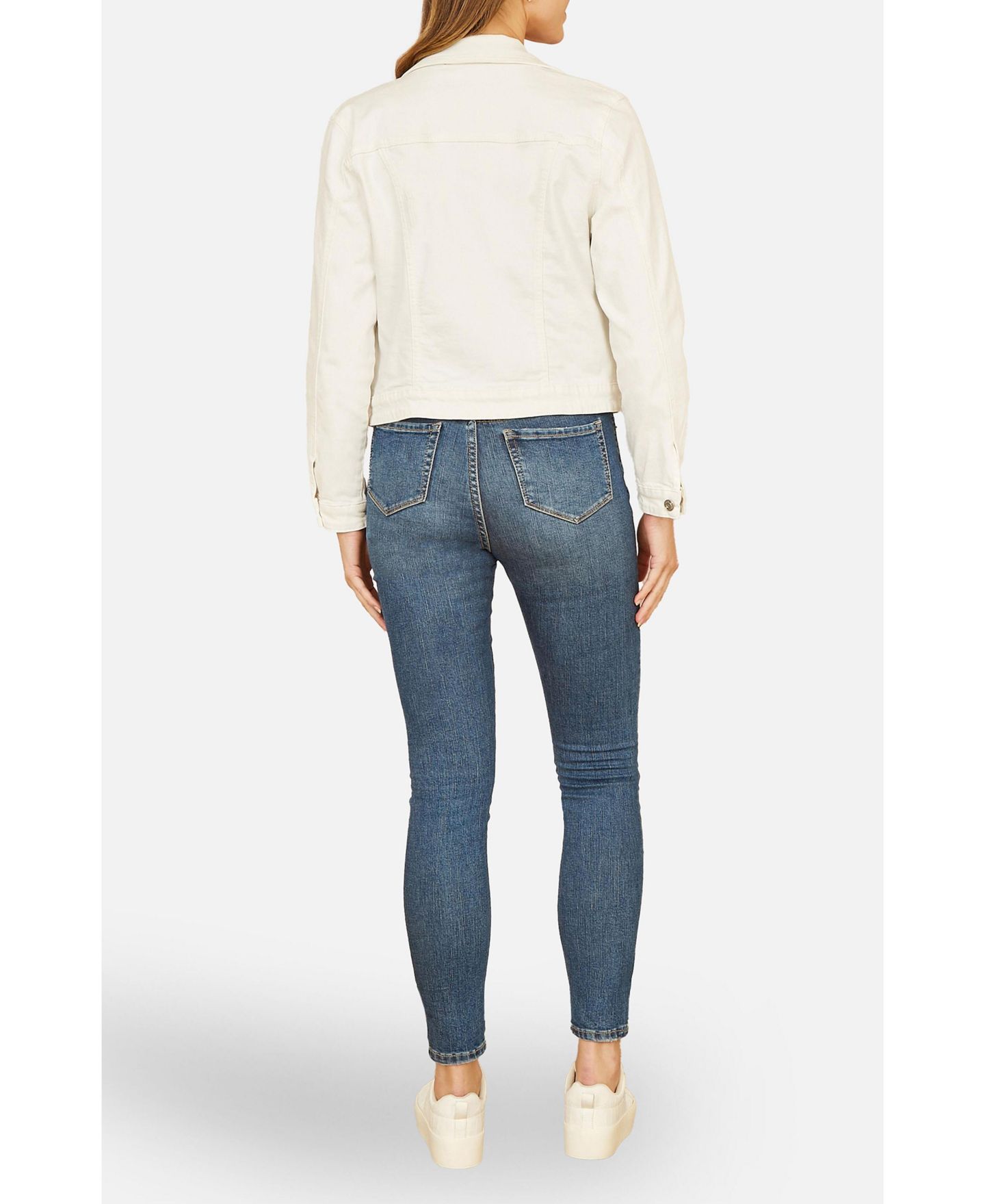 Женская куртка Yumi Stretch Cotton Denim Jacket, цвет: Белый — фото 4
