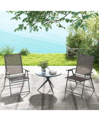 4PCS Patio Portable Metal Folding Chairs Dining Chair Set Poolside Garden