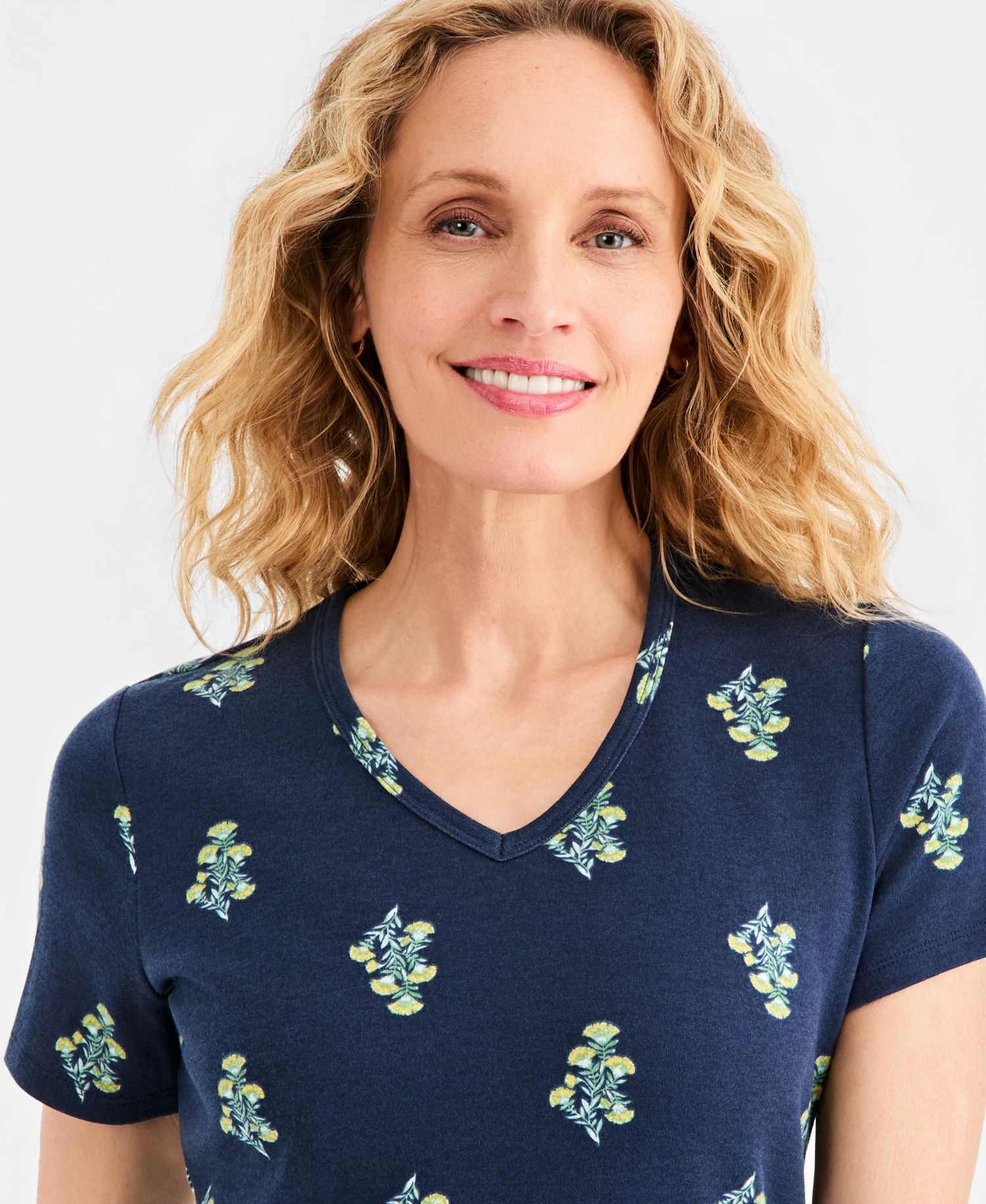 Petite V-Neck Floral T-Shirt
