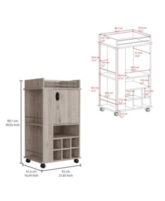 Bar Cart with Cabinet and 6 Built-in Wine Racks, Rolling Serving Cart with Casters for Home Entertaining