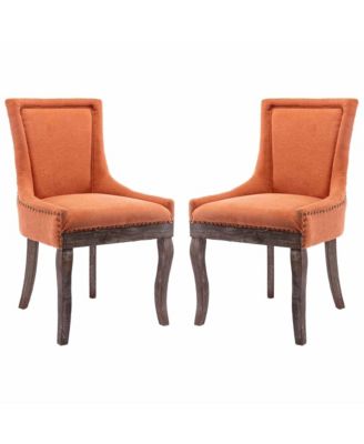 Extra Large Side Dining Chairs Set of 2, Fabric Upholstered Kitchen Chairs with Nail Head Decoration and Solid Wood Legs for Dining Room