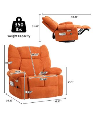 Swivel Power Recliner, Rocking Glider Chair with Massage & Heat