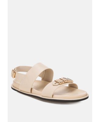 Women's Lolac Metallic Bar Embellished Flat Sandals