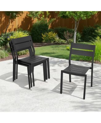 Outdoor Patio All-Weather Dining Chairs Set Aluminum Stackable Chairs