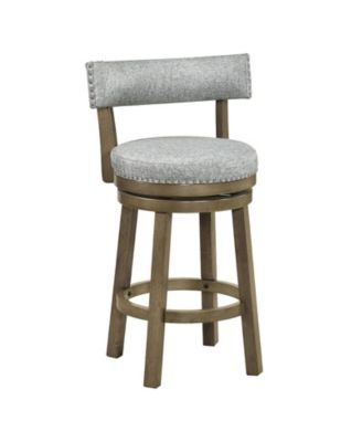 Swivel Counter Height Bar Stool Upholstered Barstool with Padded Back and Rubber Wood Legs