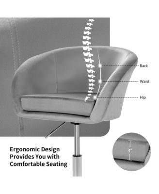 Set of 2 Modern Velvet Chair Height Adjustable Bar Stool Swivel