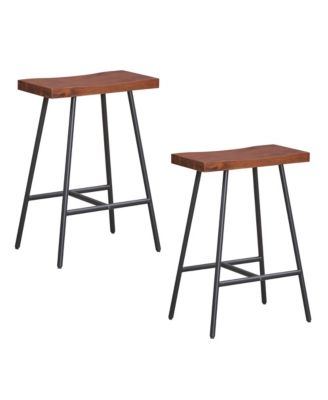 Saddle-Seat Bar Stool 2 Set Counter Height Bar Stools with Curved Seat Surface