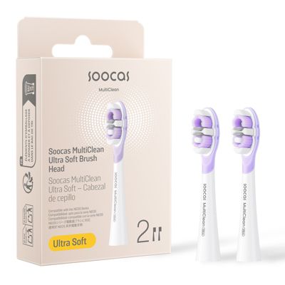 Soocas Multiclean Ultra Soft Electric Toothbrush Replacement Heads, Compatible with both Neos Ii and Neos Ii Ultra, 2 Brush Heads