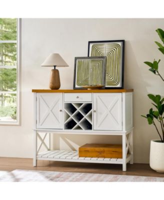  Bar Cabinet Console Table with 2 Doors, 1 Drawer and Wine Rack