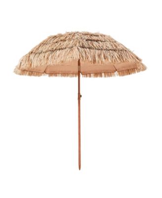 6.5 ft Thatched Tiki Patio Umbrella with 30-Degree Tilt and 8 Metal Ribs