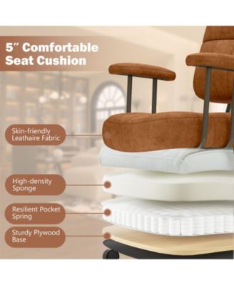 Leathaire Upholstered Task Office Chair with Cushioned Back