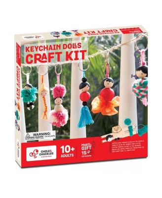 Keychain Dolls Craft Kit - 15 DIY Pom Pom and Tassel Keychains, Ribbons and Beads, Illustrated Guide, Creative Activity for Kids Ages 6-12