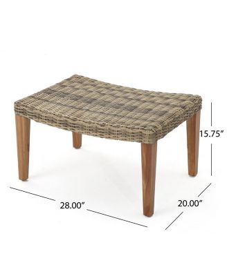 Wood & Wicker Outdoor Ottoman