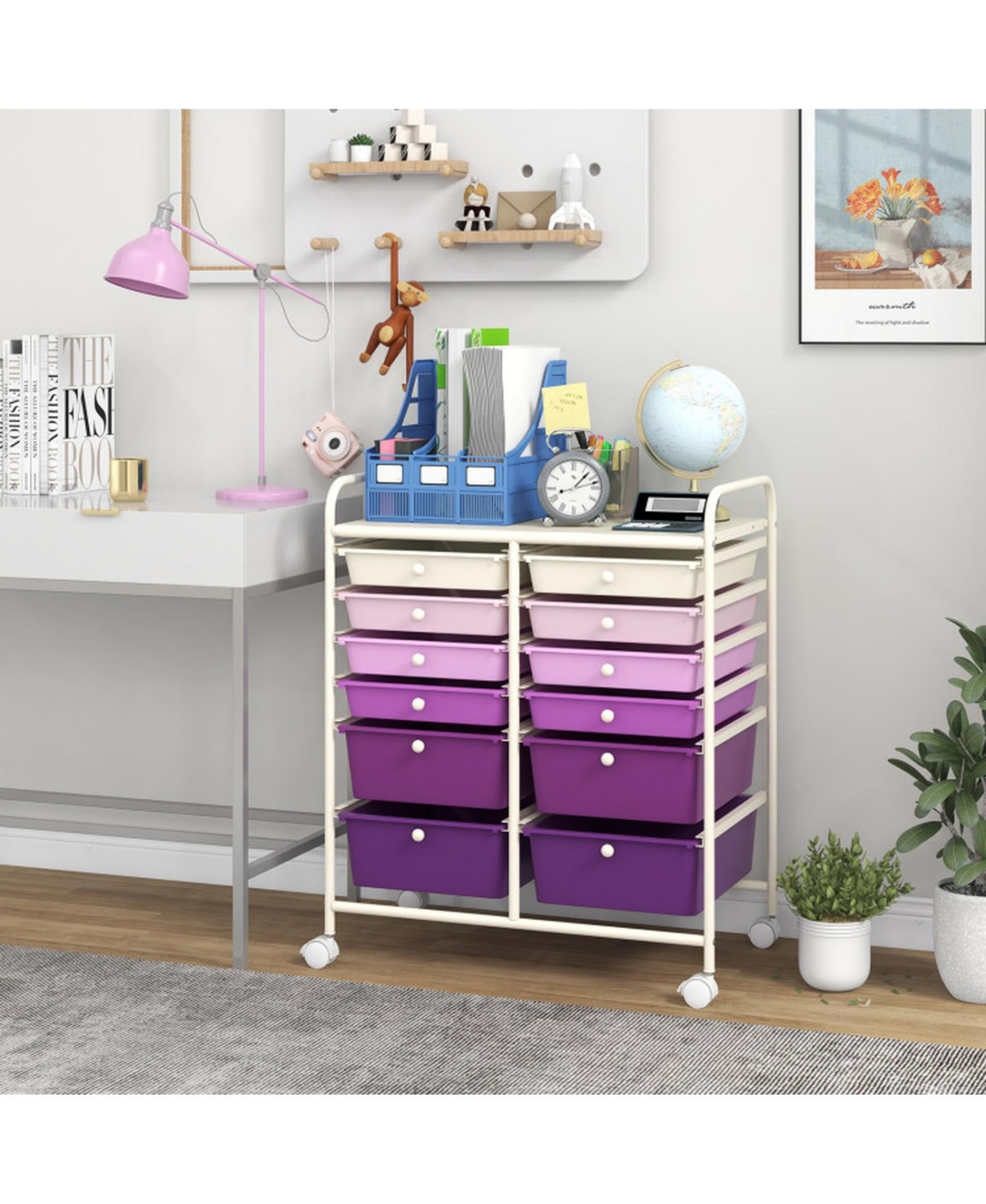 Gouun Compact 12-Drawer Rolling Organizer Cart with Metal Frame