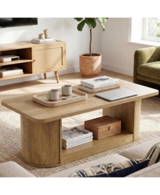 Coffee Table with Storage, 47.3-Inch Modern Coffee Tables for Living Room, 2-Tier Rectangular Center Accent Furniture