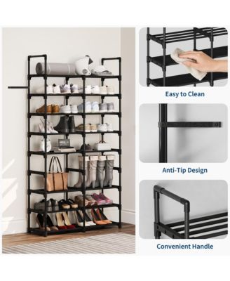 10 Tier Shoe Rack with Adjustable Fabric Shelves, Metal Frame, Slim Storage for Entryway and Bedroom