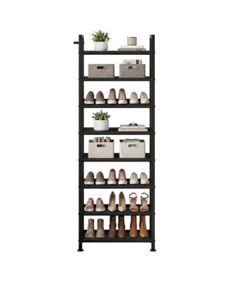 Metal Shoe Rack with Adjustable Flat or Tilt Shelves, Space Saving Shoe Storage Organizer for Entryway, Closet or Bedroom