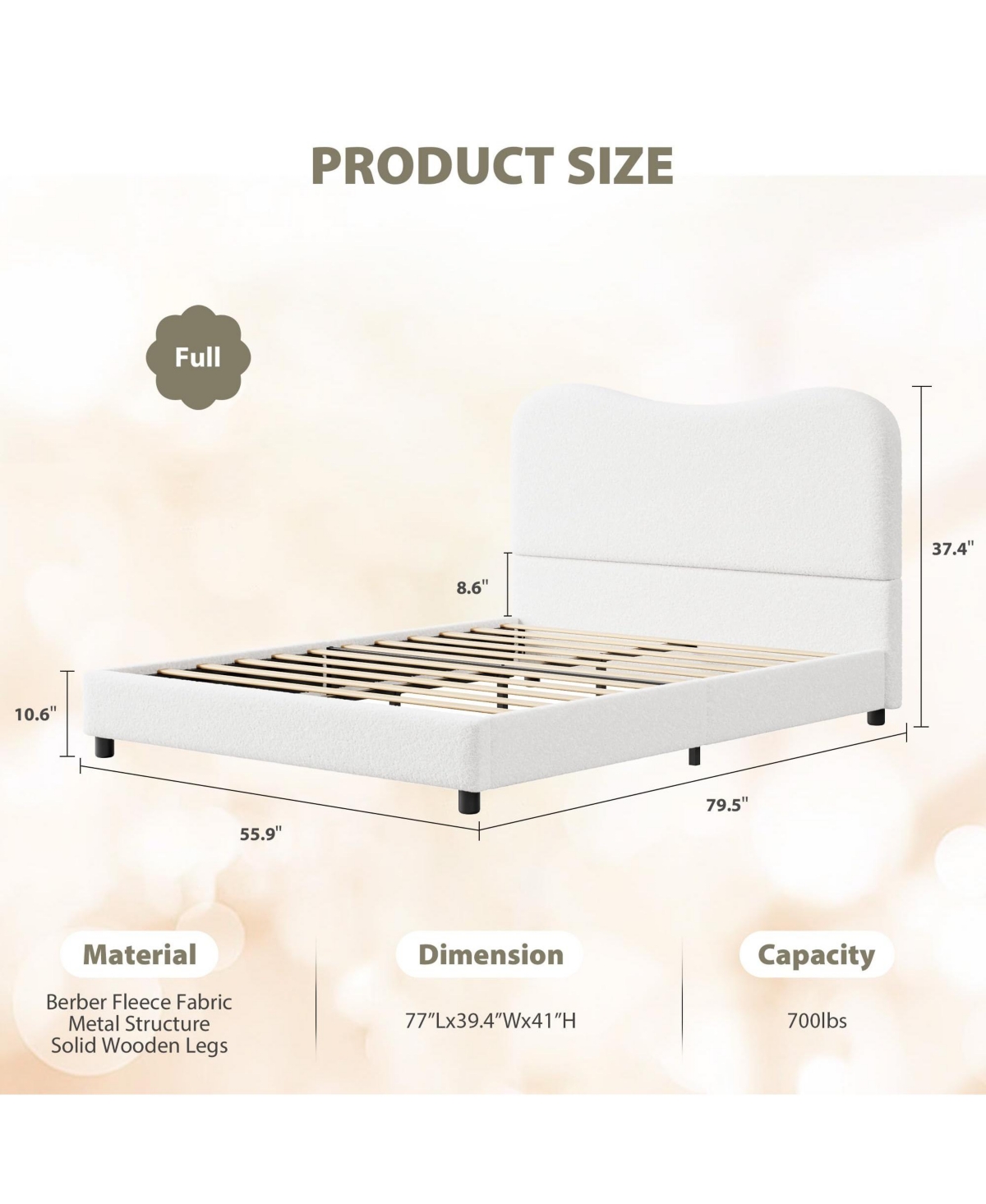 Homfan Soft Upholstered Kids Bed Frame with Headboard, Low Profile Platform, Strong Wooden Slats, Noise-Free, No Box Spring Needed