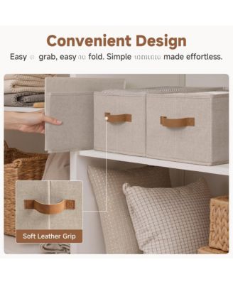 3 Piece Fabric Closet Organizer Storage Bin Foldable Shelf Basket