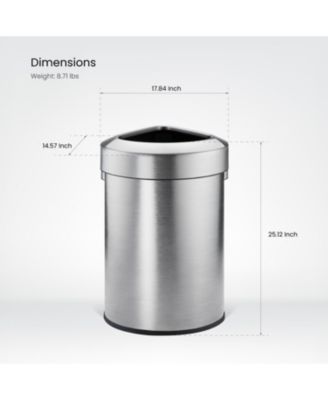 16 Gallon Stainless Steel Open Top Trash Can with Triangular Corner Design