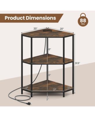 Corner Printer Stand 3-Tier with Charging Station