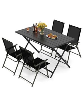 5-Piece Foldable Outdoor Dining Set for Backyard Patio Deck
