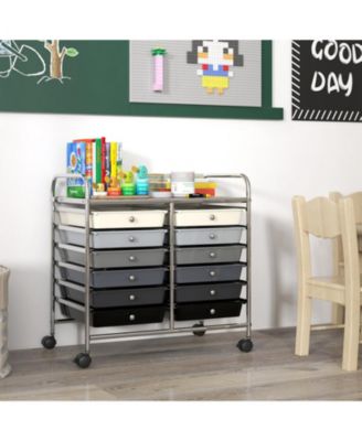 12-Drawer Mobile Storage Trolley with Visible Drawers and Dual Push Handles