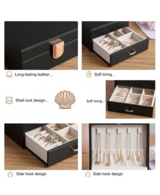 5 Layer Jewelry Organizer Box with Necklace Hanger Drawers Earrings Bracelet Storage Gifts