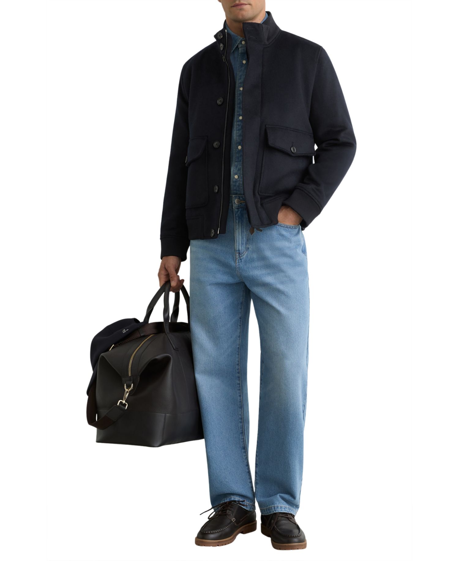 Men's Hadley Wool-Blend Funnel-Neck Bomber Jacket