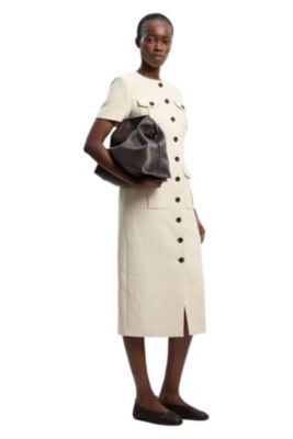 Women's Textured Tweed Tailored Midi Dress