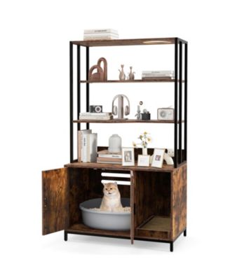 Cat Litter Box Enclosure 3-Tier 61 in Shelves Scratcher