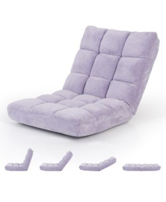 14-Position Adjustable Floor Chair with Velvet Cushion and Foldable Design