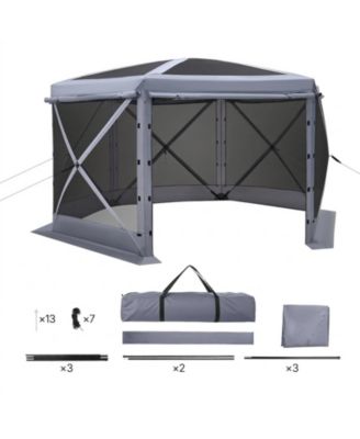 Pop Up 6-Sided Gazebo Screen Tent 12x12 ft with Removable Top, Carry Bag and Mosquito Netting