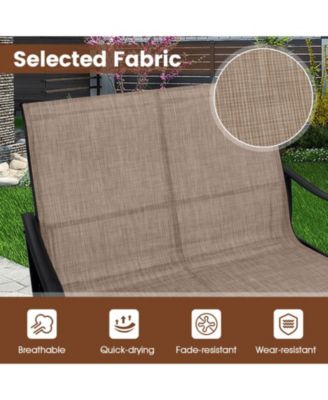 2-Person Outdoor Glider Bench with High Backrest and Metal Frame