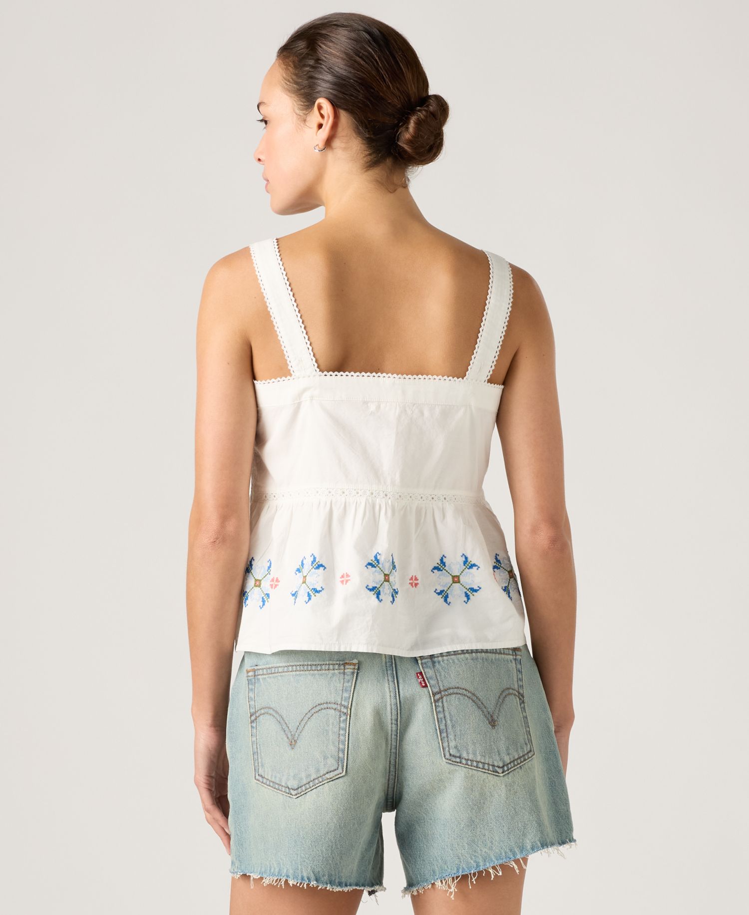 Premium Women's Mimi Square Neck Sleeveless Cotton Blouse