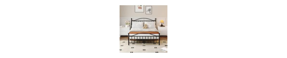 Homfan Sturdy Metal Platform Bed Frame with Headboard