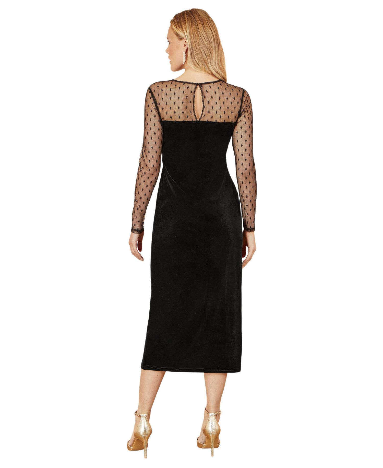 Women's Velvet With Slash Neckline Midi Dress