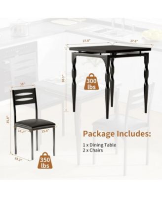 3-Piece Dining Table Set for 2 with Spiral Legs, for Small Kitchens and Apartments