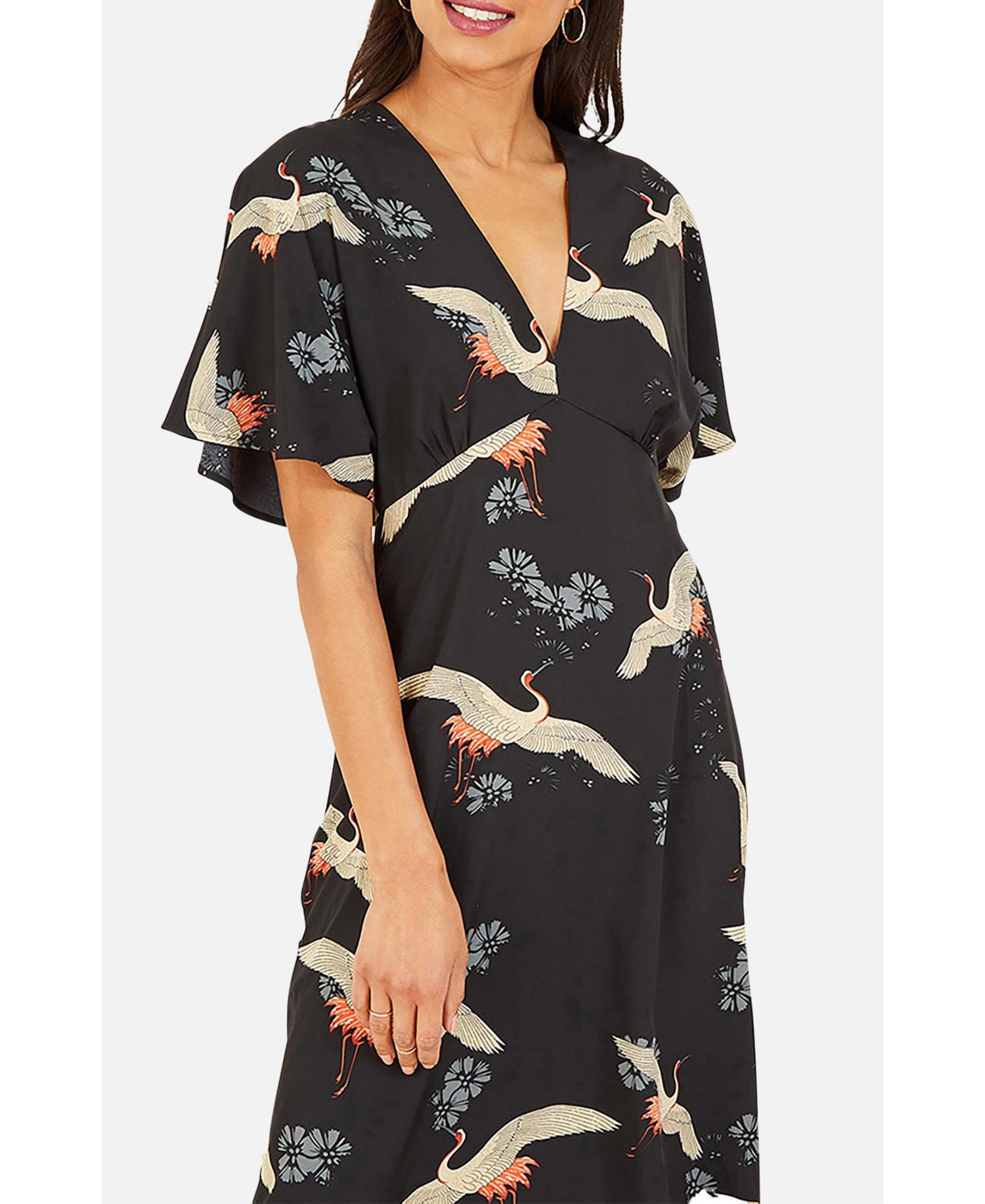 Women's Short Sleeve V-Neck Midi Dress
