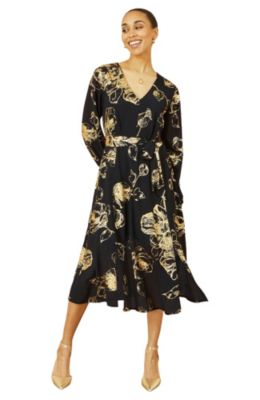 Women's Foil Rose Print Midi Dress