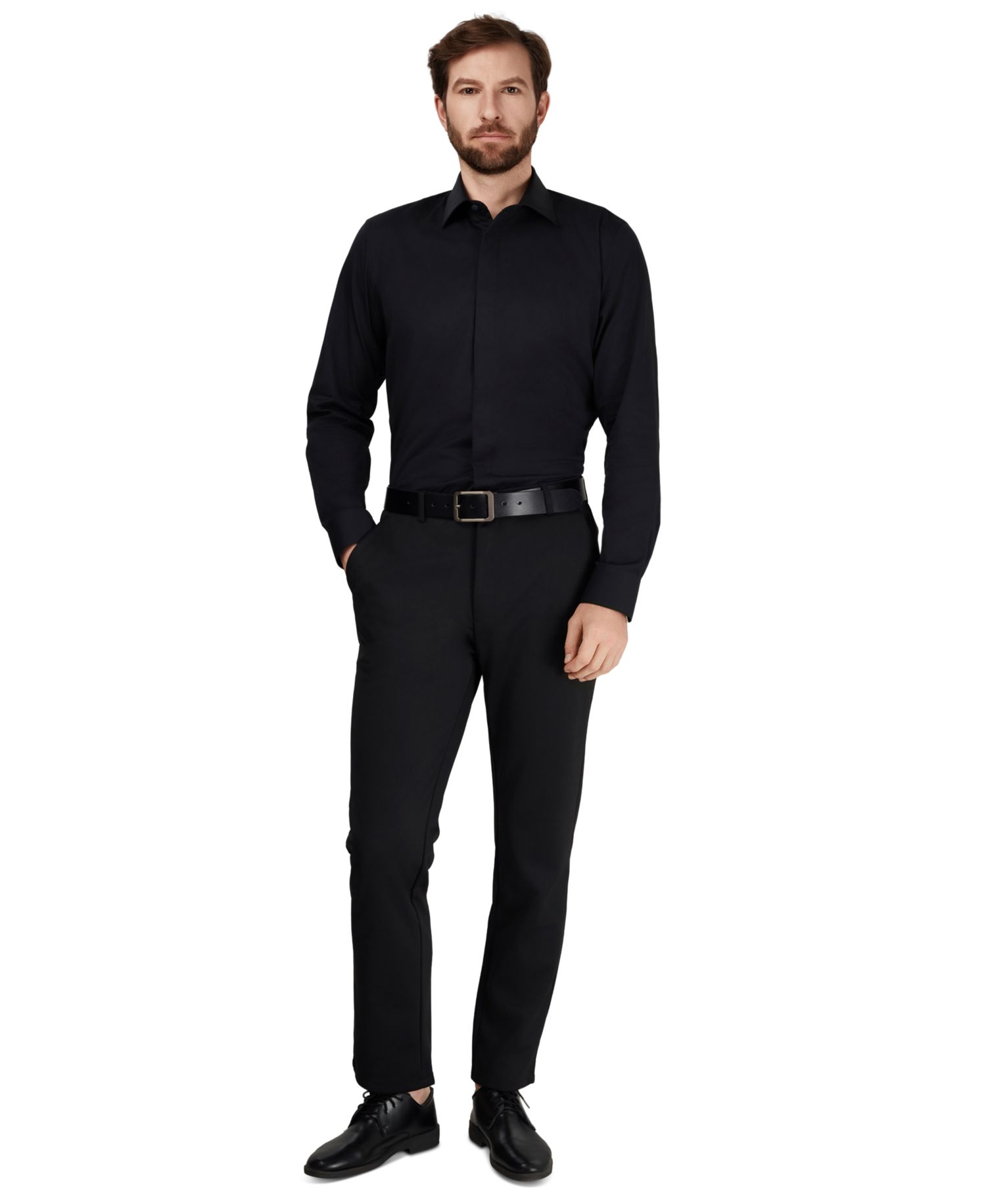 Men's Slim-Fit Spread-Collar Shirt