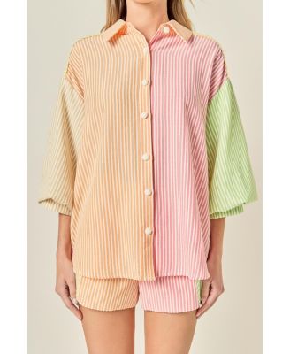 Women's Striped Colorblock Shirt